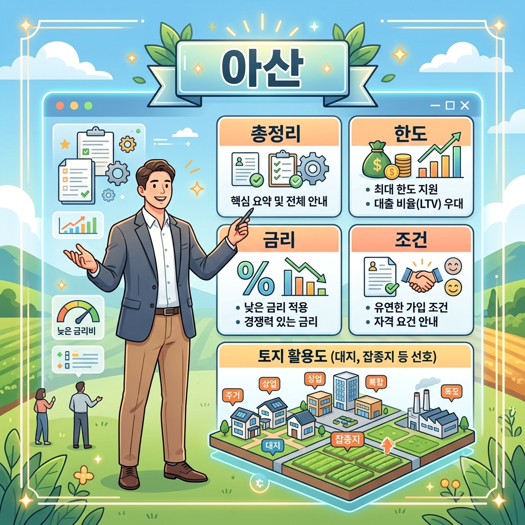 아산 토지담보대출 얼마나 가능할까? 농지·임야·땅담보대출 한도·금리·조건 총정리