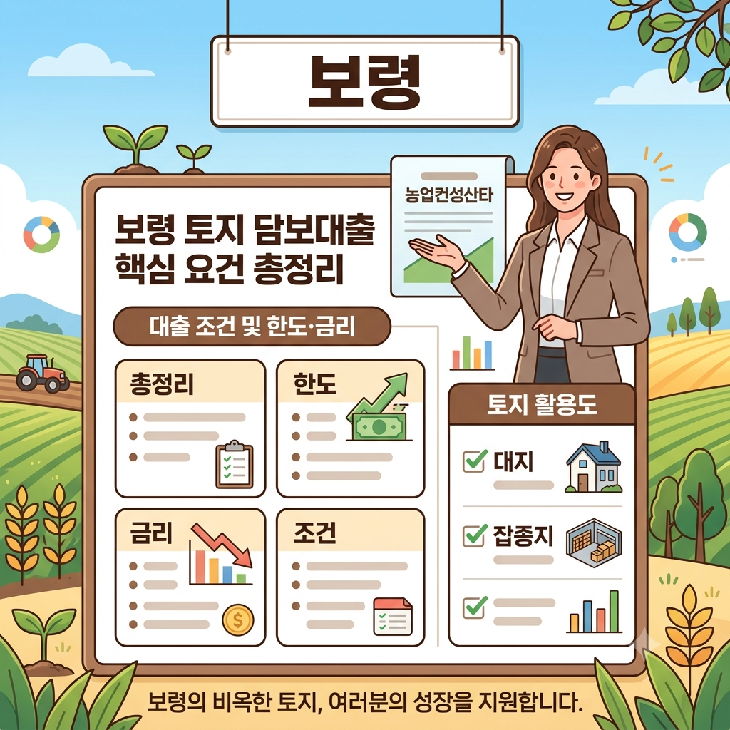 보령 토지담보대출 가능할까? 농지·임야·땅담보대출 한도와 금리, 자격조건 총정리