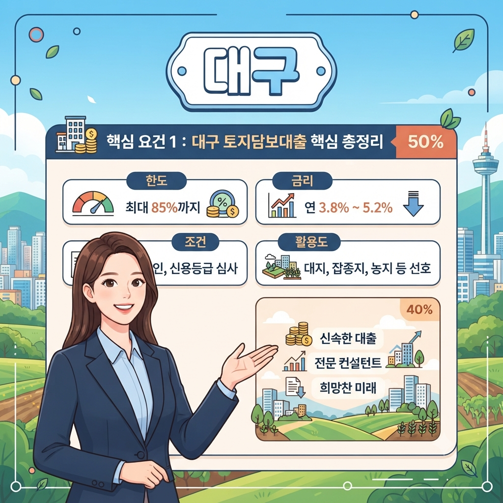 대구 토지담보대출 어디가 유리할까? 농지·임야·땅 담보대출 한도와 승인 포인트 총정리