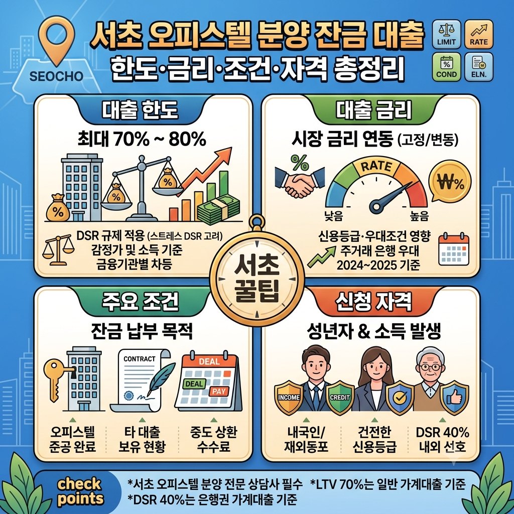 서초 오피스텔분양잔금대출 한도는 얼마나 가능할까? 금리·조건·자격 총정리
