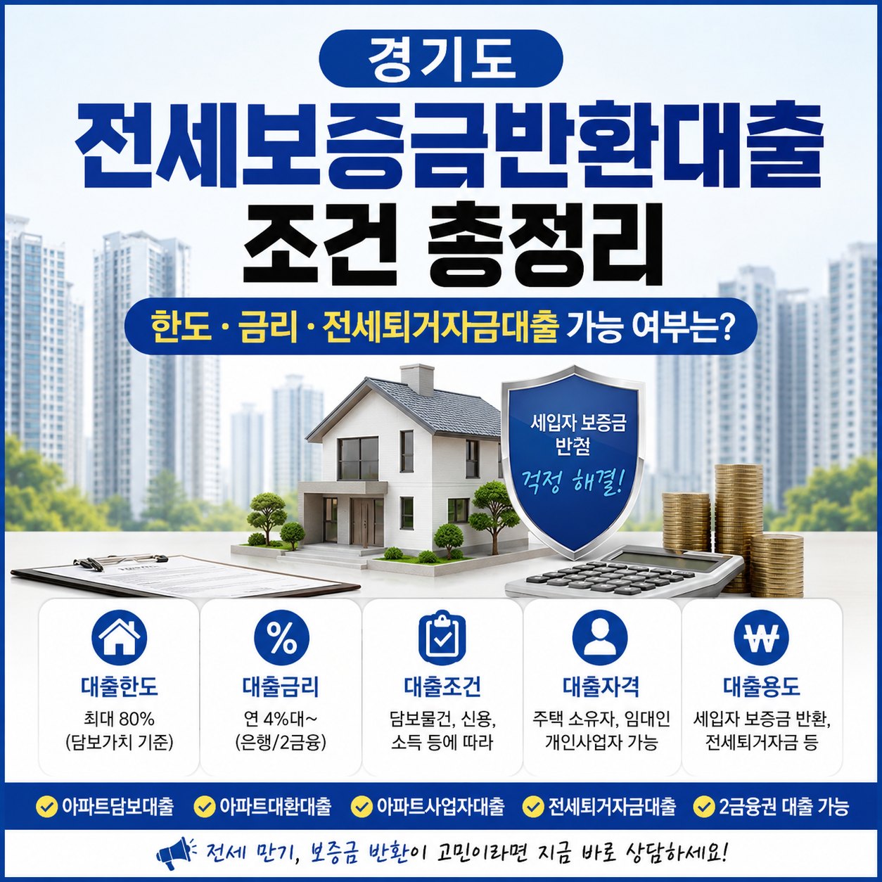 경기도 전세보증금반환대출 조건 총정리 한도·금리·전세퇴거자금대출 가능 여부는?