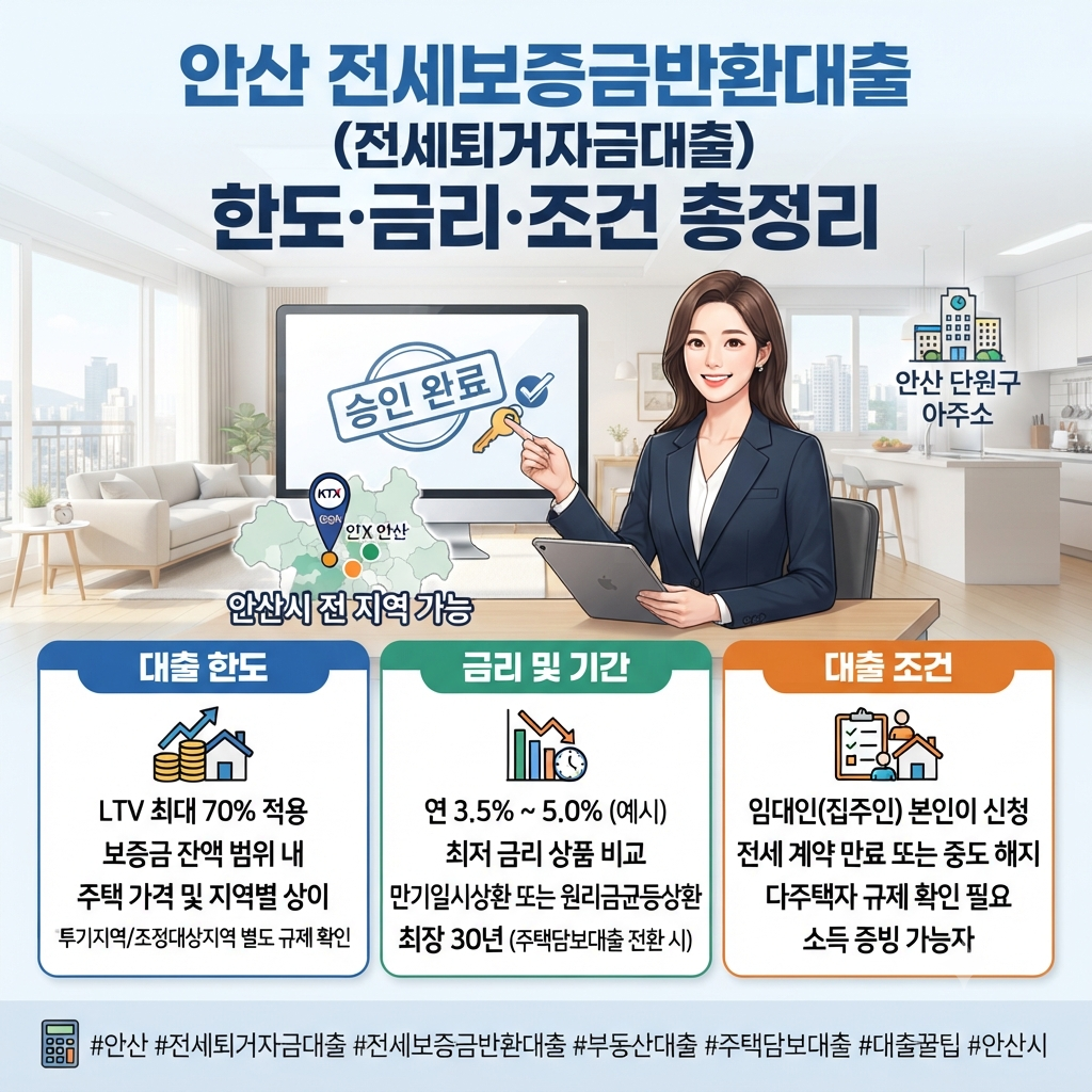 안산 전세보증금반환대출(전세퇴거자금대출) 한도·금리·조건 총정리
