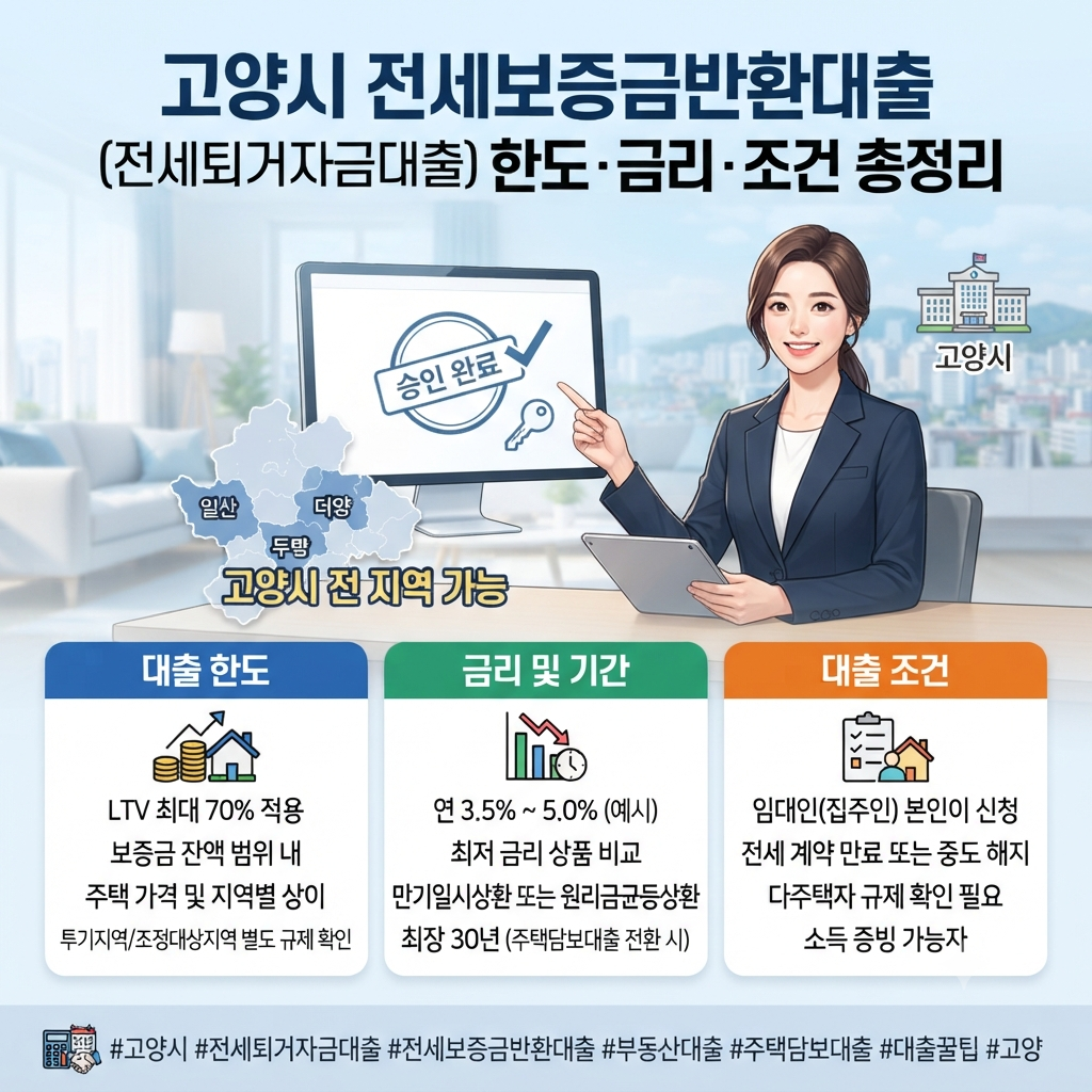 고양시 전세보증금반환대출(전세퇴거자금대출) 한도·금리·조건 정리