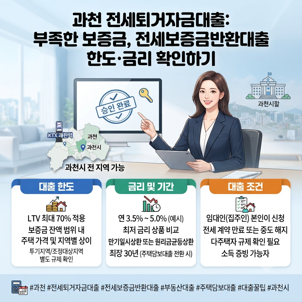 과천 전세퇴거자금대출 부족한 보증금, 전세보증금반환대출 한도·금리 확인하기