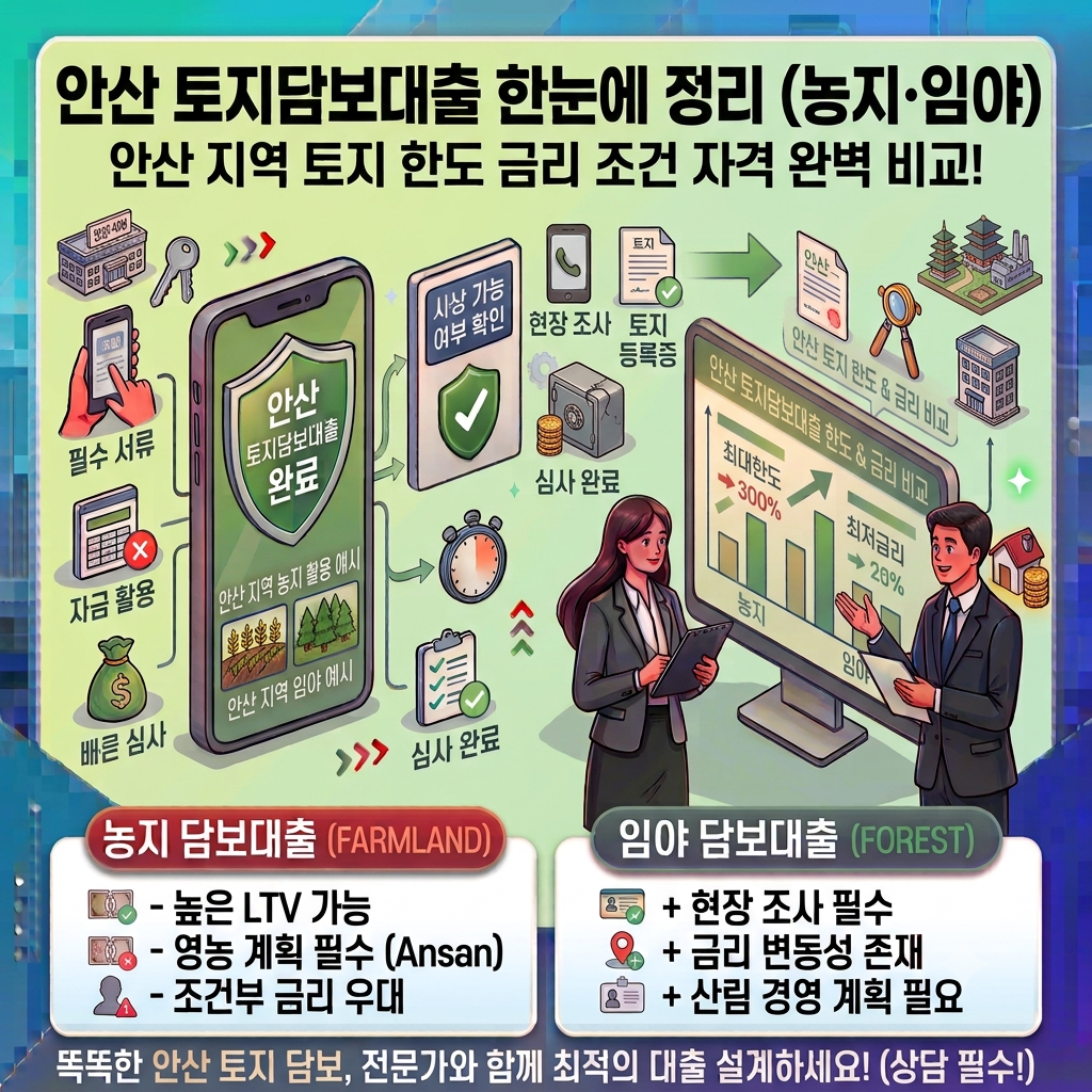 안산 토지담보대출 농지·임야 한도 금리 조건 자격 총정리