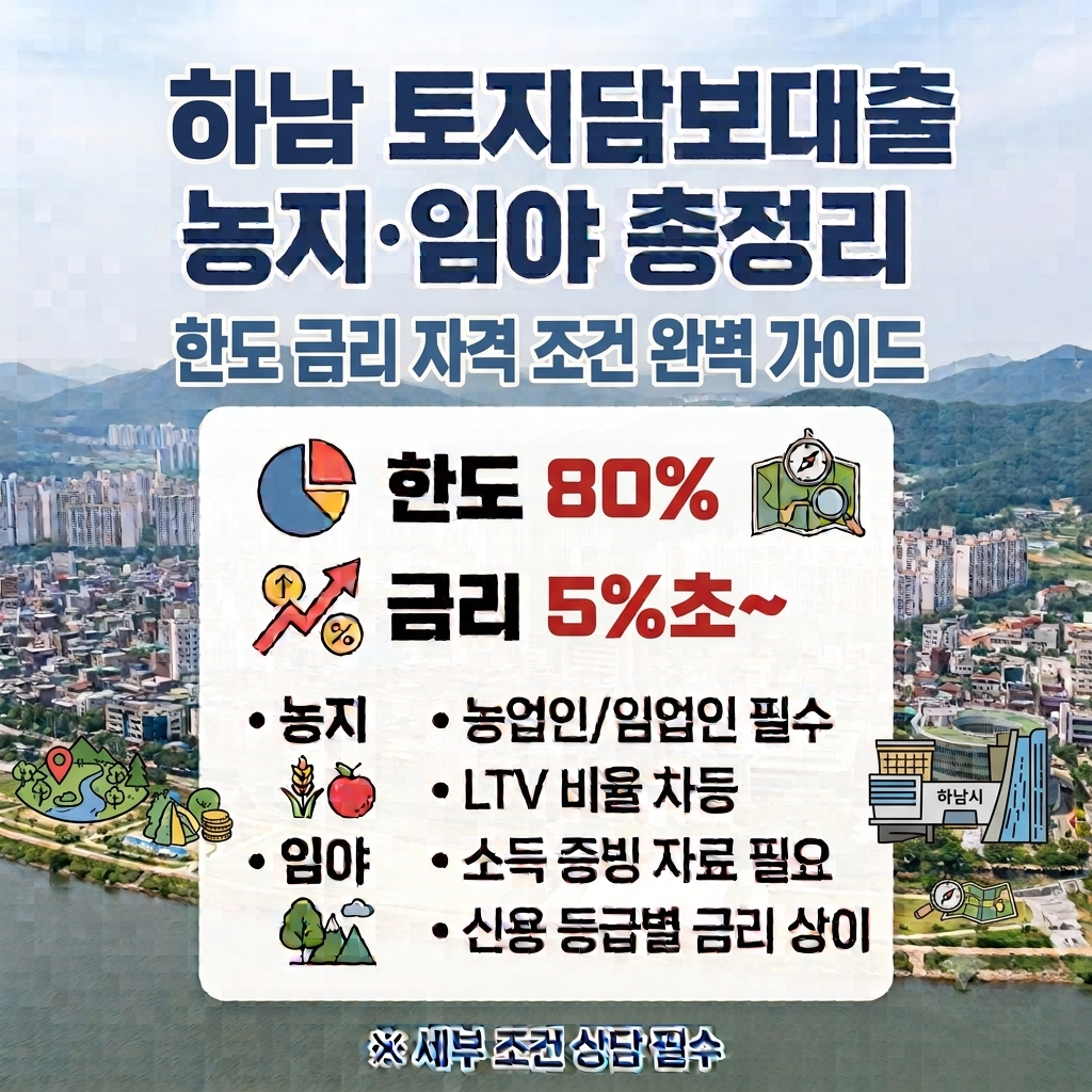 하남 토지담보대출 농지·임야 활용 시 한도 금리 자격 조건 총정리