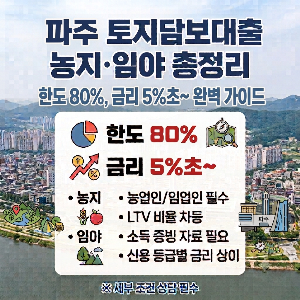 파주 토지담보대출 농지 임야 한도 금리 자격 조건 총정리