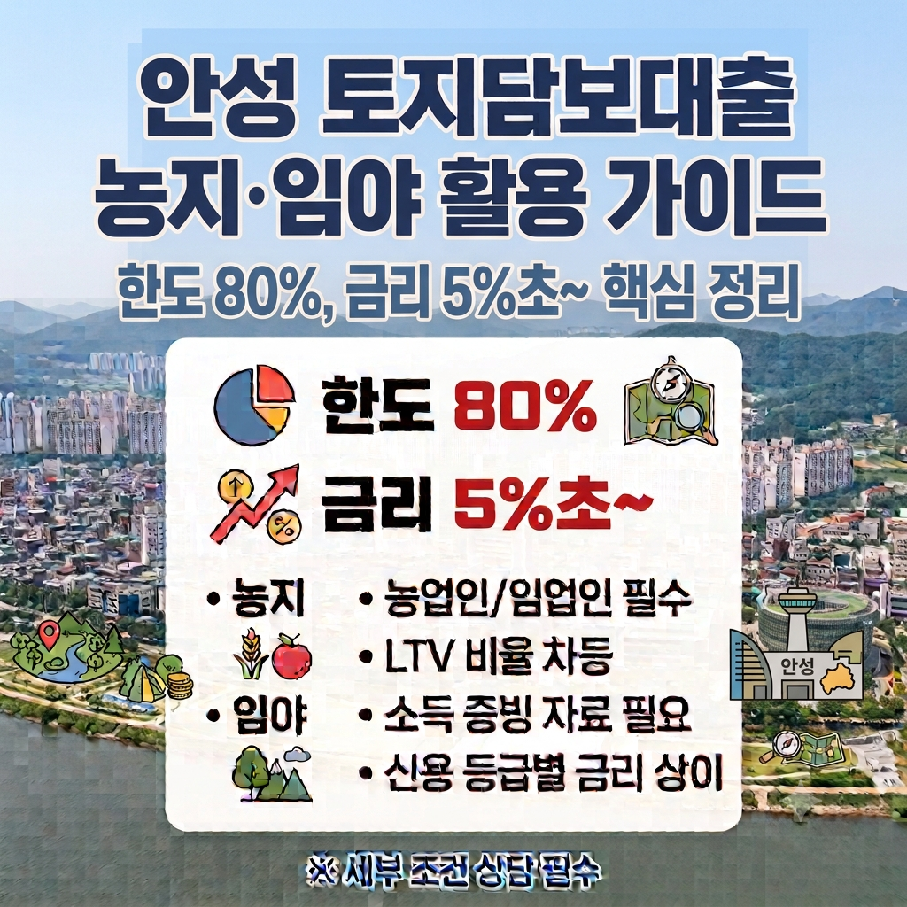 안성 토지담보대출 농지·임야 활용 시 한도와 금리 조건 정리