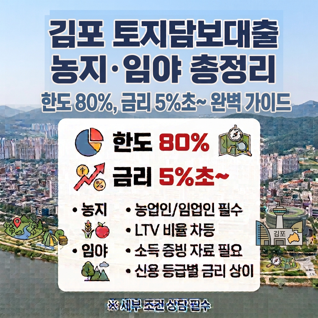김포 토지담보대출 농지 임야 한도 금리 조건 자격 총정리