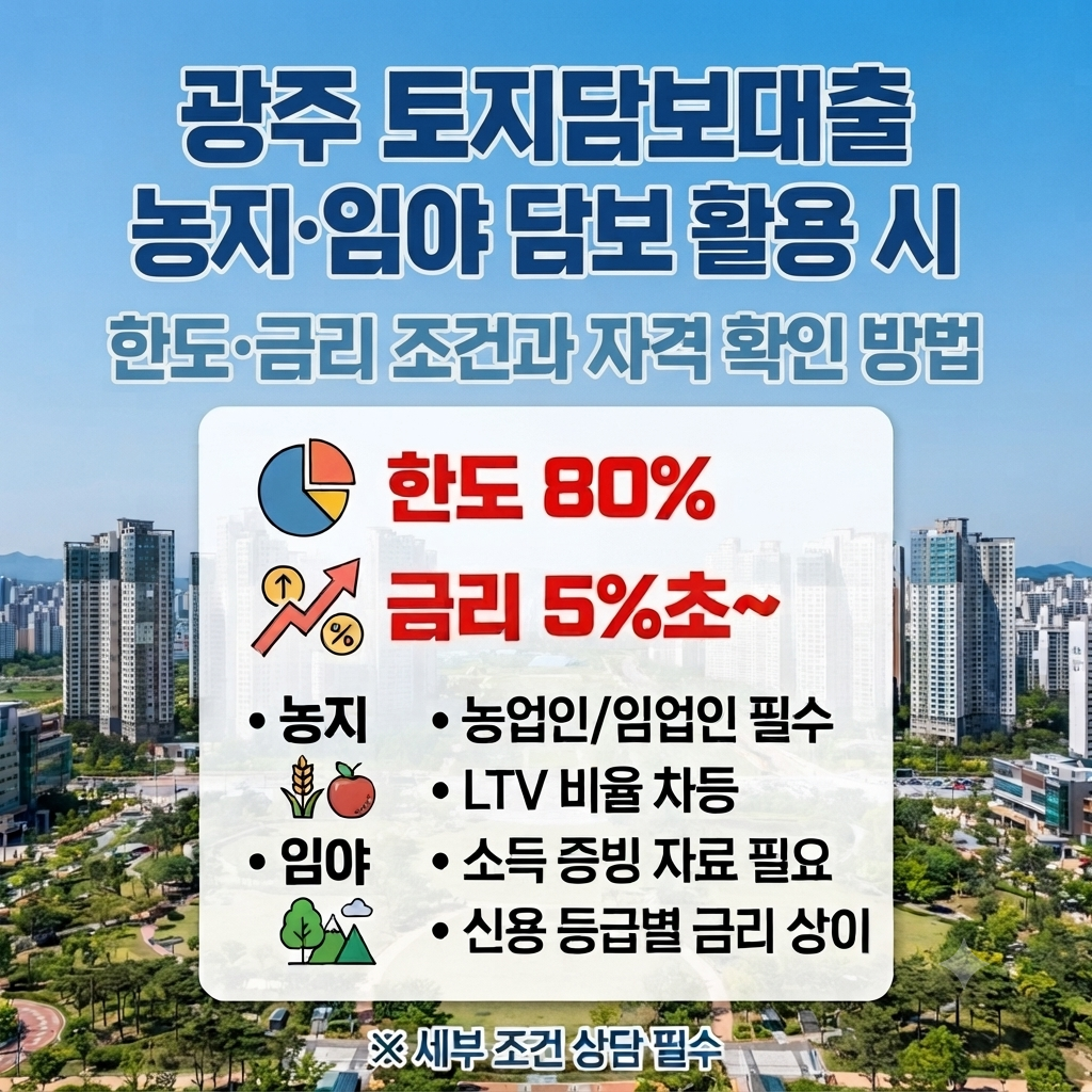 광주 토지담보대출 농지 임야 담보 활용 시 한도 금리 조건과 자격 확인 방법