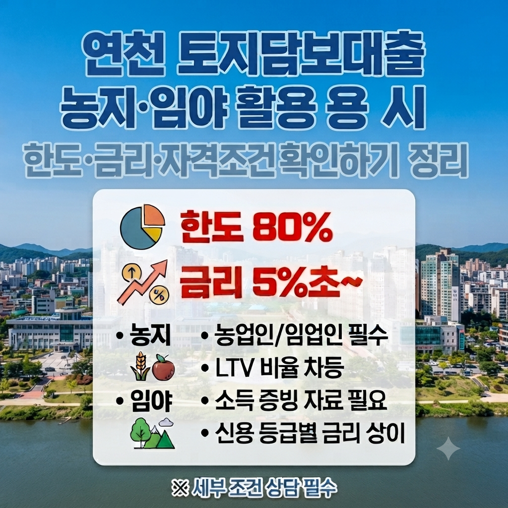 연천 토지담보대출 농지 임야 활용 시 한도 금리 자격 조건 확인하기