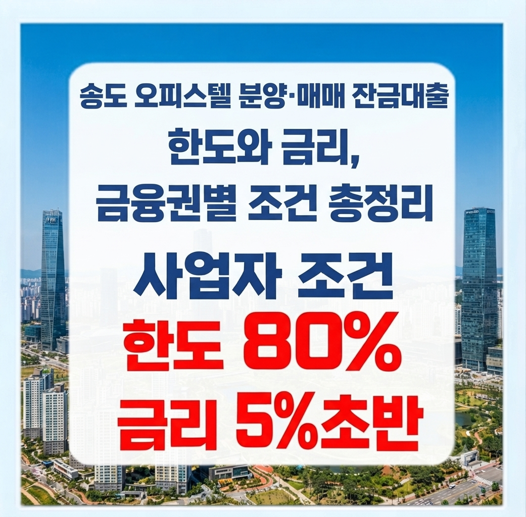 송도 오피스텔 분양·매매 잔금대출 한도와 금리, 금융권별 조건 총정리