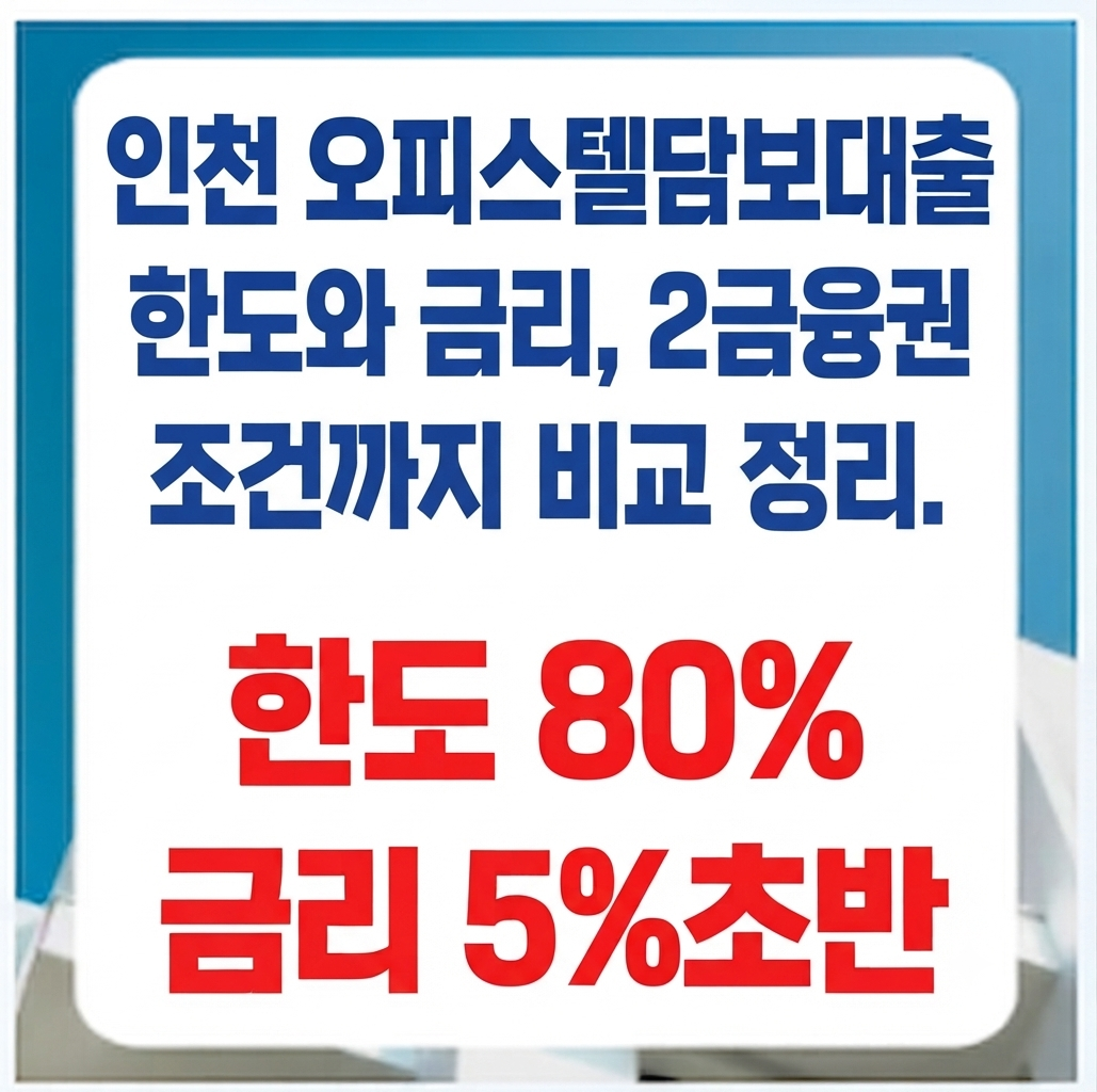 인천 오피스텔담보대출 어디까지 가능할까? 한도·금리·자격조건 총정리
