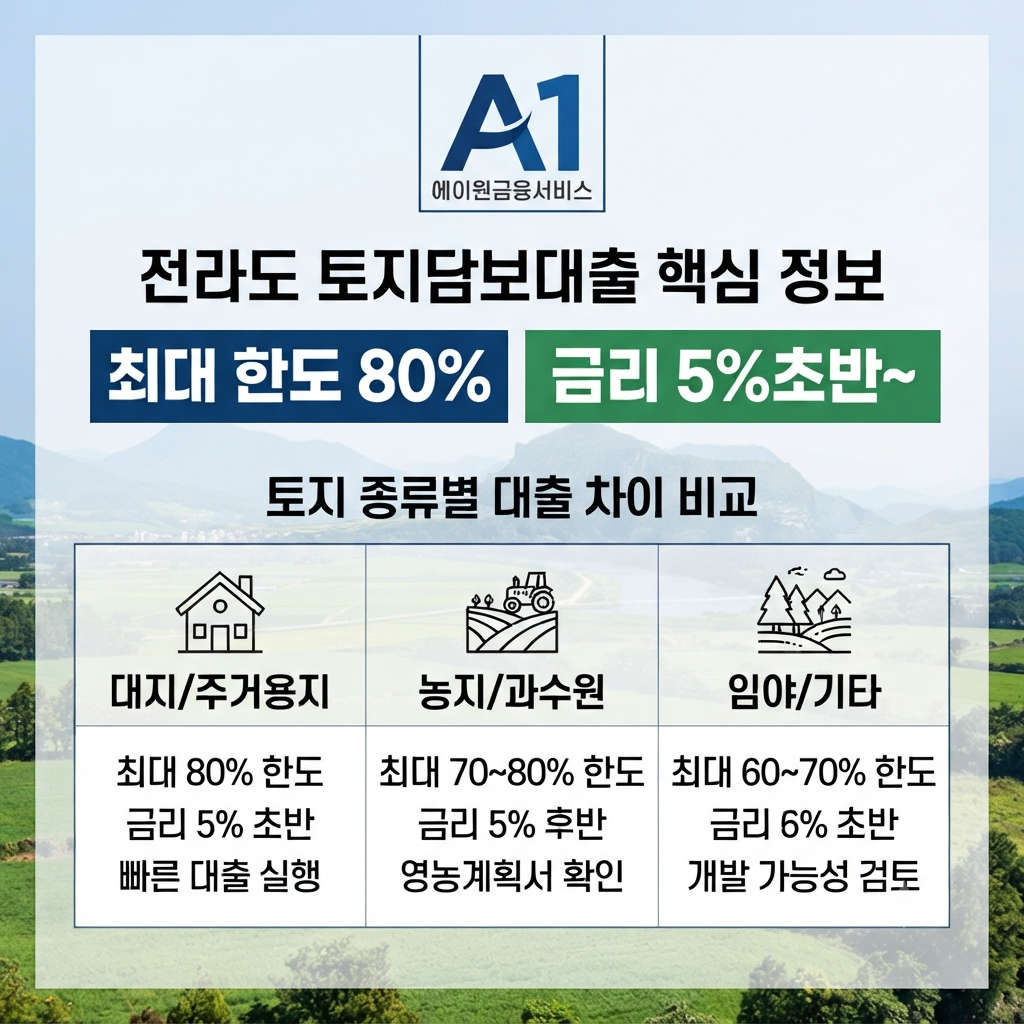 전라도 토지담보대출 2금융(농협,신협,수협,새마을금고,산림조합)한도와 진행 과정
